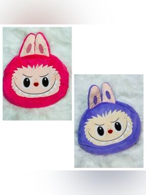 Playful Labubu Face Plush Kids Bag - Pink or Purple